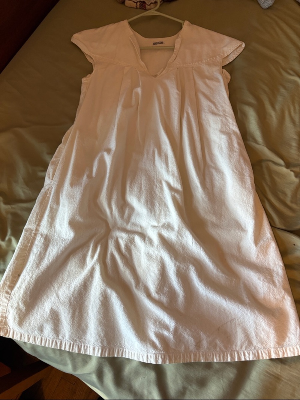 Vintage Classic cream Cotton Midi Dress with Cap Sleeves 100% Made in India